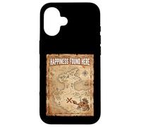 Happiness Found Here Vintage Pirate Map Crab Coque pour iPhone 16