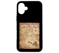 Happiness Found Here Vintage Pirate Map Crab Coque pour iPhone 16 Plus