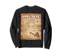 Happiness Found Here Vintage Pirate Map Crab Sweatshirt