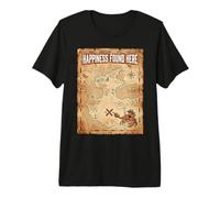 Happiness Found Here Vintage Pirate Map Crab T-Shirt Haut de Gamme