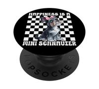Happiness is A Mini Schnauzer Miniature Schnauzer Chien Fille PopSockets PopGrip Adhésif