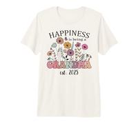 Happiness is Being a Grandma 2025 First Time Grandma Flowers T-Shirt Haut de Gamme