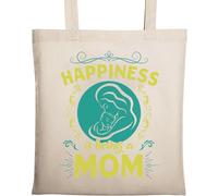 Happiness is Being A Mom Sac fourre-tout en coton écologique naturel Beige