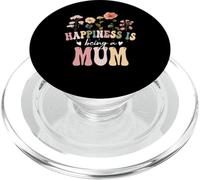 Happiness is Being a Mum Floral Design Mum Mother's Day PopSockets PopGrip pour MagSafe