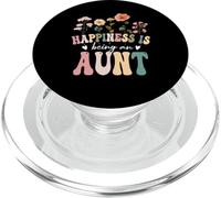 Happiness is Being an Aunt Floral Design Aunt Mother's Day PopSockets PopGrip pour MagSafe