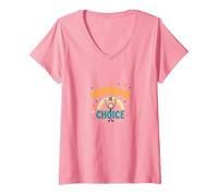 Happiness is Choice : Citation Motivationnelle réconfortante T-Shirt avec Col en V, Femme, Rose, XL