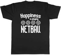 Happiness is Playing Netball Mens Unisex Mens Women T Shirt 100% Cotton Tee Manches Courtes(Large)