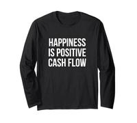 Happiness is Positive Cash Flow Motif Texte Blanc en Gras Manche Longue