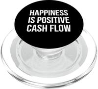 Happiness is Positive Cash Flow Motif Texte Blanc en Gras PopSockets PopGrip pour MagSafe