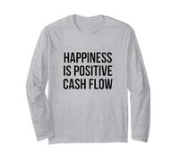 Happiness is Positive Cash Flow Motif Texte Noir en Gras Manche Longue