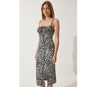 Happiness İstanbul Robe jaune / noir / blanc, Taille 38