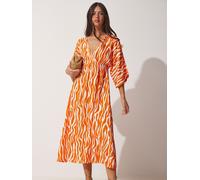 Happiness İstanbul Robe orange / blanc, Taille 38