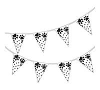 Happium 2,5m / 16 pieds bannières d'empreintes de pattes de chien joyeux anniversaire bannière d'empreintes d'animaux suspendues pour décorations d'animaux de compagnie de chat de chien