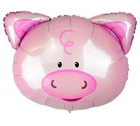 Happium 24'' Jungle Safari, animaux de la ferme feuille ballon animaux, ballons animaux enfants anniversaire, parfait pour les enfants décoration de fête d’anniversaire (Cochon)