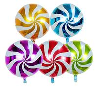 Happium 5 Pcs Ensemble de Ballon Bonbons Ronds Ballons Sucette Candy Land Décoration de Fête Ballons d'Anniversaire Candyland Décoration de Fête d'Anniversaire - 18 pouces