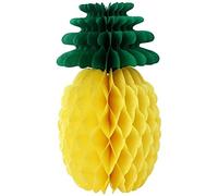 Happium Ananas Lot de 3 décorations en nid d'abeille en papier de 14 pouces Décorations en boule de papier d'ananas pour fête à thème de fruits Décoration de fête hawaïenne Fête à thème tropical