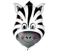 Happium Ballon en aluminium motif animaux de la ferme - 61 cm - Motif safari de la jungle - Pour anniversaire d'enfants - Motif zèbre