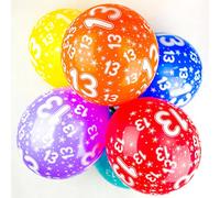 Happium Ballons assortis en latex de 12 pouces, 13 ans, ballons d'anniversaire numéro 13, paquet de 10 (multicolore)