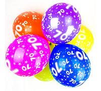 Happium Ballons pour 70e anniversaire, 10 pièces, couleurs mélangées, décorations de fête, ballons pour 70e anniversaire, 30 cm, ballons multicolores, décorations