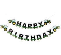 Happium Banderole d'anniversaire tracteur pour tracteur agricole, fournitures de fête d'anniversaire