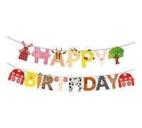 Happium Bannière de fête d'anniversaire, bannière de fête prénatale, anniversaire d'enfant, Guirlande de joyeux anniversaire sur le thème de la ferme, décoration d'anniversaire pour 1er, 2e, 3e, 4e
