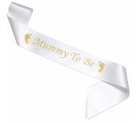 Happium Écharpe en Satin Mummy to Be pour fête prénatale - Fournitures de fête pour Maman (Blanc)