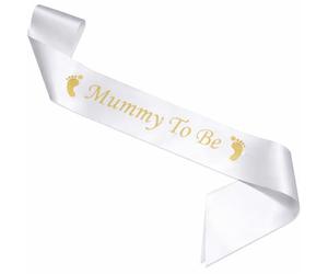 Happium Écharpe en Satin Mummy to Be pour fête prénatale - Fournitures de fête pour Maman (Blanc)