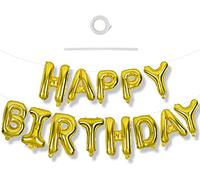Happium Ensemble de ballons de 40,6 cm - Ballons « Happy Birthday » - Bannière de ballons « Happy Birthday » pour fournitures de décoration de fête - Ballon réutilisable en aluminium avec rubans et