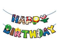 Happium Guirlande de fanions de super-héros pour enfants - Décoration de fête - Multicolore Super Mario