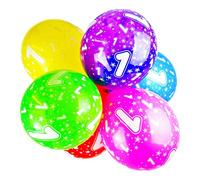 Happium - Lot de 10 ballons d'anniversaire en latex avec chiffres assortis, 12" (numéro 1), ballons pour filles et garçons, décorations d'anniversaire de 1 an, fête du 1er anniversaire