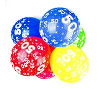 Happium - Lot de 10 ballons d'anniversaire en latex avec chiffres assortis, 12" (numéro 50), ballons pour filles et garçons, décorations d'anniversaire de 50 ans, fête du 50e anniversaire