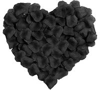 Happium Lot de 1000 pétales de rose artificiels en soie - Décorations romantiques - Émulation - Pétales de rose pour décoration de mariage, Saint-Valentin, confession - Décoration de fête - Noir