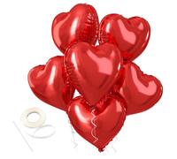 Happium Lot de 6 ballons en aluminium en forme de cœur pour décoration d'anniversaire à l'hélium pour Saint-Valentin, mariage, anniversaire, fête - 45,7 cm, rouge