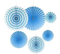 Happium Lot de 6 éventails en papier de couleurs assorties Décorations à suspendre au plafond Décoration murale Fournitures de fête Pour anniversaire, mariage, remise de diplôme, événements