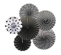 Happium Lot de 6 éventails en papier de couleurs assorties, décorations à suspendre, guirlandes en papier, décoration murale de plafond, fourniture de fête, arrière-plan photo pour anniversaire