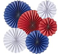 Happium Lot de 6 éventails en papier Motif Union Jack Bleu/rouge/blanc