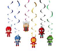 Happium Lot de 6 serpentins en spirale pour décoration de fête, 100 cm de long, guirlande de super-héros à suspendre pour anniversaire