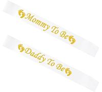 Happium Party Écharpe Mummy To Be Sash, Écharpe daddy to be, 2 Pièces Écharpe de Douche de Bébé Écharpe Maman à Être Écharpe Papa à Être Ceinture en Satin pour Décorations de Fête de Baby Shower