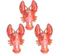 Happium Red Lobster Seafood Summer 28" Foil Party Balloon Décoration, Pack de 3, fête d'anniversaire pour enfants, cuisson au homard, festival de fruits de mer