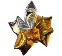 Happium Star Lot de 6 ballons holographiques en aluminium à hélium de 45,7 cm pour fête d'anniversaire, remise de diplôme, fête prénatale, mariage, anniversaire de mariage
