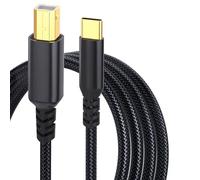 HAPPOW Câble adaptateur USB B vers USB C 2 m, câble MIDI USB C vers USB B pour Yamaha Casio Digital Piano Contrôleur MIDI DJ Noir