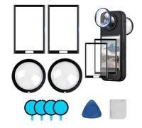 HAPPOW Lot de 2 protections d'objectif et 2 films de protection d'écran pour Insta 360 X4 360 X4 360° Protection d'objectif rotative 3D Anti-poussière, anti-chute et anti-rayures