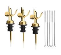HAPPOW Lot de 3 becs verseurs pour bouteilles d'huile, bec verseur en acier inoxydable, bec verseur pour verser avec précision l'alcool, l'huile d'olive et le vinaigre, avec 5 brosses de nettoyage