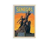 HAPPOW Poster de voyage vintage - Statue du Sénégal - Peinture décorative sur toile - Poster mural et image d'art moderne pour chambre à coucher - 20 x 30 cm