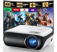 HAPPRUN Vidéoprojecteur Native 1080P avec Bluetooth 5.1 et Son Stéréo Hi-FI | 4K Compatible・3 Montagearten・200 Zoll・Installation Facile・Haut-Parleurs・Intérieur/Extérieur・Compatible Smartphone, PC, PS5