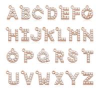 Happtkey 26 Pièces Breloques Lettres de L'alphabet en Perles, Pendentifs Alphabet A-Z pour la Création de Bijoux, Majuscules Coulissantes En or 18 Carats pour Bracelets Colliers Boucles D'oreilles