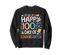Happy 100th Day Kindergarten Rainbow Lettering Enseignant Sweatshirt