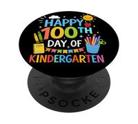 Happy 100th Day of Kindergarten Boys Girls Teacher 100 Days PopSockets PopGrip Adhésif