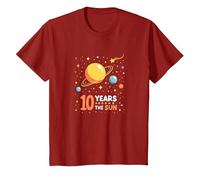 Happy 10th Trip Around The Sun | Cadeau d'anniversaire de l'espace T-Shirt, Enfant, Canneberge, 2 Ans