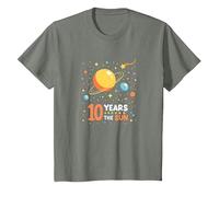 Happy 10th Trip Around The Sun | Cadeau d'anniversaire de l'espace T-Shirt, Enfant, Vert Kaki chiné, 12 Ans